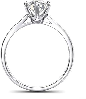 LANDA JEWEL Pure 14k white gold 2.0 CT Classic 6-Prong Solitaire Simulated Diamond Engagement Ring Promise Bridal Wedding Ring