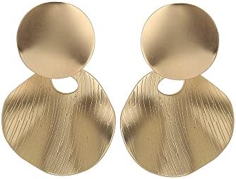 Matte Gold Dangle Earrings for Women Big Drop Earrings Long Geometric Statement Earrings for Women Girls Gift