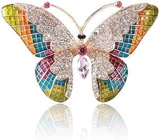 Colorful Butterfly Brooch for Women Crystal Rhinestone Enamel Animal Brooches Pin Fashion Wedding Corsage for Dress Hat Suit Decorations