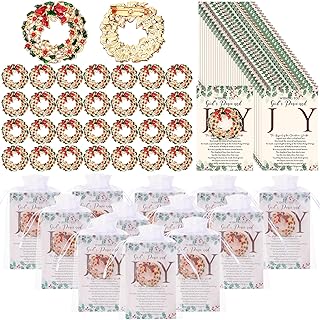 Loetere Pack of 30 Round Wreath Brooch Pins, Christmas Bible Week Charms, Alloy Metal with Pin Clasp, in Organza Bags – Ideal Holiday Gifts for Women and Girls