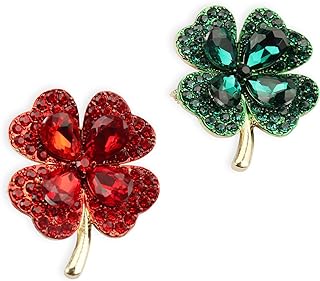 hhadtc Green Clover Leaf Brooch and Pins for Women Girls