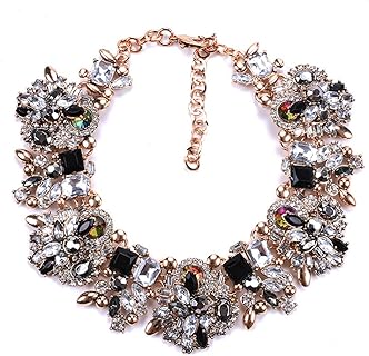 Bib Statement Necklace Colorful Glass Crystal Collar Choker Necklace for Women Fashion Accessories