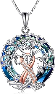 WINNICACA 925 Sterling Silver Breast Cancer Survivor Pendant Necklace for Women Breast Cancer Awareness Survivor Jewelry Gifts for Women, Hope Pink Ribbon Necklace Post Surgery Survivor