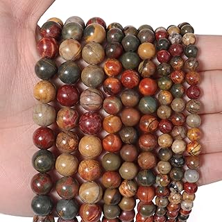 Picasso Jasper Energy Healing Beads in Natural Stone with Energy Crystal for DIY Jewelry Creators - 6mm Beaded Necklace in Siomia