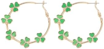St. Patrick's Day Hoop Earrings for Women Green Lucky Clover Shamrock Hoop Earrings Irish Holiday Jewelry Gift