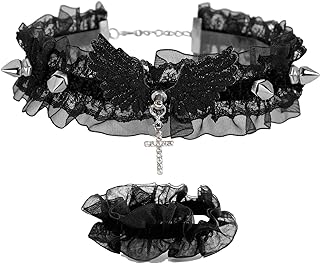 MILAKOO Black Punk Choker Charm Stretch Gothic Tattoo Chokers Necklace and Bracelet Set for Women