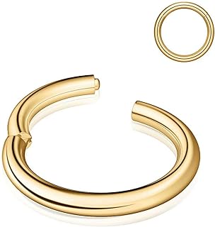 Nose Rings Hoop, 316L Surgical Steel 20G 18G 16G 14G Hypoallergenic Nose Rings Septum Cartilage Hoop Earring Conch Piercing Jewelry for Women, Diameter 5mm to 14mm, Gold, Rose Gold, Silver, Black