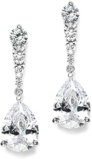 Mariell Cubic Zirconia Wedding Drop Earrings, Teardrop CZ Crystal, for Brides, Bridesmaids, Prom Gift