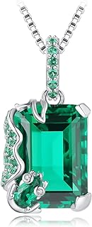 JewelryPalace Frog 7.6ct Simulated Nano Green Emerald Pendant Necklace for Women, 14k White Gold Plated 925 Sterling Silver Necklace for Her, Gemstone Jewelry Sets 18 Inches Chain