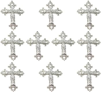 PRETYZOOM 10pcs Antique Silver Cross Pendants Charms Beads for Crafts DIY Necklace Bracelet Jewelry Making Findings Accessories