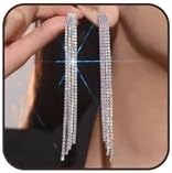 Women's Sparkling Rhinestone Tassel Earrings - Lightweight Comfortable Metal Long Dangle Design for Weddings, Proms, Parties - Ideal Gift for Special Occasions - 5 Inch