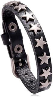 Mens and Womens Star Leather Bracelet Belt Buckle Adjustable Cuff Bracelet