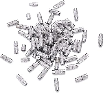 KISSITTY Elegant Platinum Plated Brass Screw Twist Clasps for Jewelry Making - Suitable for Bracelets, Necklaces - Durable Tube Design - 100 Sets