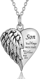Cremation Jewelry for Ashes Engraved Your Wings were Ready but My Heart was Not Heart Urn Necklace Memorial Pendant