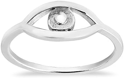 Evil Eye Sterling Silver Engagement Ring with .925 Crafted Band for Women, Round Design