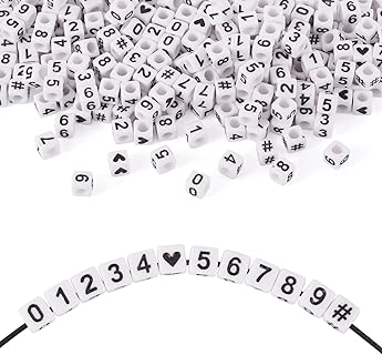 300 Pieces Mixed 0-9 Cube Number Beads For Jewelry Making In Acrylic Material, Square Shape by FASHEWELRY