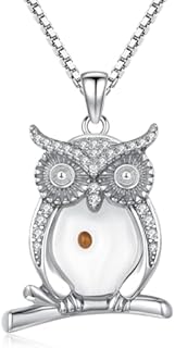 Cute Animals Necklace 925 Sterling Silver Horse/Owl/Cat Pendant Necklace with Mustard Seed Faith Necklace Christian Jewelry Gift for Women