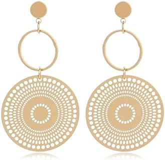 Gold Plated Boho Earrings Simple Gold Bohemian Dangle Earrings for Women Circle Geometric Statement Earring Holiday Gifts Christmas Gifts