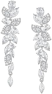 SWEETV Cubic Zirconia Wedding Chandelier Earrings for Brides Bridesmaids, Rhinestones Bridal Drop Dangle Earrings for Women Prom Formal Party Gifts