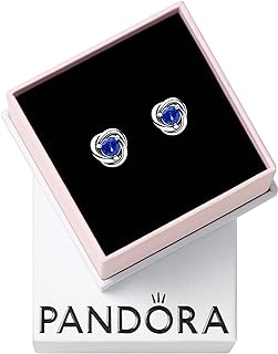 PANDORA September Blue Eternity Circle Stud Earrings - Sterling Silver Birthstone Earrings with Man-Made Stones for Women - Gift for Her - With Gift Box