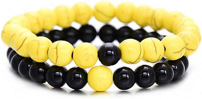 Yin Yang Bead Bracelet with Bead Chain and Box With Tongue Clasp for Men and Women – Classic Natural Stone Design