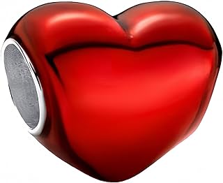 Feitery Christmas Red Heart Charms Compatible for Pandora Bracelets and Necklaces Summer Jewelry Women's Bead Charms 925 Sterling Silver Dangle,Christmas Gift