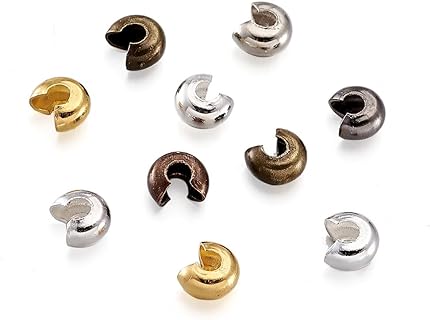 PH PandaHall 500pc Iron Crimp Bead Covers, Mixed Style, for DIY Jewelry Making - Versatile and Lightweight Design for Charm Bracelets, Pendants, Earrings in Mixed Colors