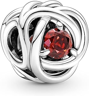 Pandora July True Red Eternity Circle Charm Bracelet Charm Moments Bracelets - Stunning Women's Jewelry - Gift for Women - Made with Sterling Silver & Man-Made Crystal