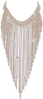 Gold Alloy Rhinestone Choker with Tennis Chain, No Clasp Style, For Women, Bib Design