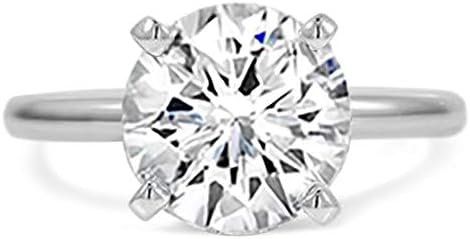4 Carat Round Brilliant Simulated Diamond CZ Solitaire Engagement Rings for Women, Classic CZ Wedding Ring, White Gold Finish, Size 5-10