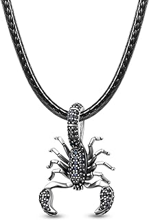 925 Sterling Silver Scorpion Pendant Necklace with Black Cubic Zirconia Scorpio Zodiac Constellation Charm Pendant Jewelry Gift for Women Men