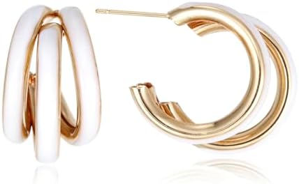 Triple Hoop Earrings, Split Hoop Huggie Earrings Trendy Chunky Jewelry Gifts for Women Girls