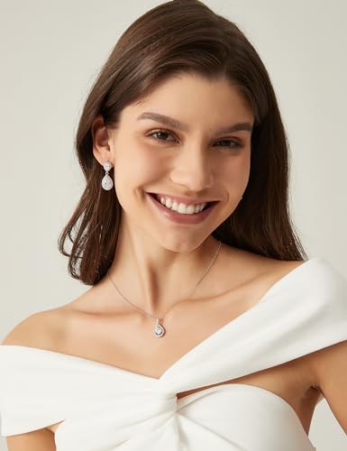 EAMTI 925 Sterling Silver Necklace for Women Cubic Zirconia Round Cut 1.25CT Pendant Necklace Dainty Jewelry Gifts for Women Mother's Day/Birthday/Anniversary Day/Valentine’s Day