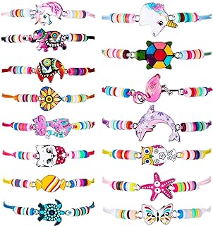 Spring Ring Clasp Unicorn Bead Bracelet Collection for Girls and Teens - Waxed Thread Chain - Animal and Rainbow Designs - Perfect for Cosplay and Parties