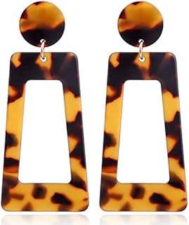 Square Acrylic Dangle Earrings for Women Geometric Resin Lightweight Statement Stud Earrings Hoop Fashion Acetate Plate Ear Jewelry