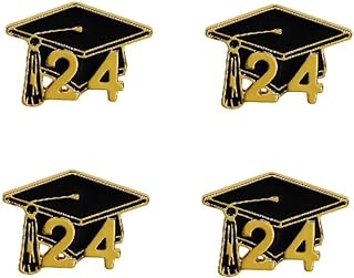 Pin-Clasp 2024 Graduation Lapel Pins in Stainless Steel for Students & Teachers, Class of 2024 Design - Pack of 1-5