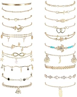 Lobster Claw Clasp Shein Anklets - 20pc Alloy Beach Inspired Designs for Women - Star, Heart, Turtle, Infinite Design