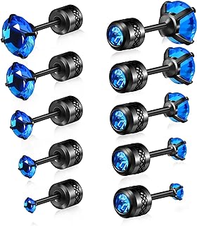 EFORPAD 4/5 Pairs Titanium Stud Earrings for Sensitive Ears St. Patrick's Day Surgical Steel Zircon Stud Earrings Hypoallergenic Screw Back Earrings Double Side Piercing Earrings