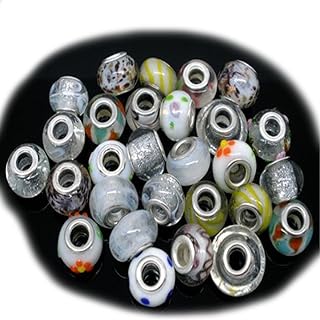 Pack of 10 Unique Glass Lampwork Murano Beads for Charming Bracelets - Ideal for Men & Women with Snake Chain Style - Glossy Finish & Sturdy Alloy Composition - Compatible with Pandora, Biagi & More