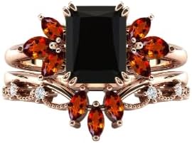 Generic 14k Emerald Cut Black Onyx Engagement Ring For Women 2.5 CT Art Deco Aquamarine Wedding Ring Gold Black Onyx Antique Bridal Ring Anniversary Rings