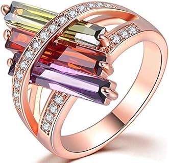 Jude Jewelers Rose Gold Plated Austrian Crystal Chunky Style Cocktail Party Statement Ring