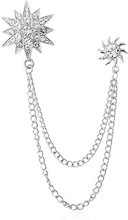 Seakuur Rhinestone Star Brooch Pin for Women Girls Men Dainty Gold Plated Crystal CZ Snowflake Tassel Exquisite Lapel Pins Dress Suit Bouquet Accessories Jewelry Christmas Winter Holiday Wedding Anniversary Valentine's Day Decor Unisex Gifts