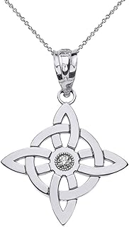 Claddagh Gold Sterling Silver Witch's Knot Pagan Wiccan Symbol CZ Pendant Necklace and Pendnat Only