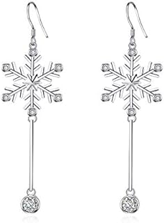 Sterling Silver Snowflake Earrings for Women Teens, Winter Dangle Earrings Snowflake Jewelry Gifts for Her