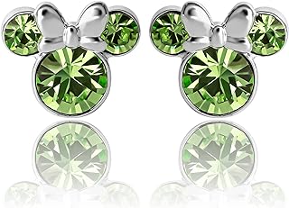 Disney Womens Minnie Mouse Birthstone Stud Earrings - Minnie Mouse Earrings - Birthstone Jewelry - Disney Jewelry
