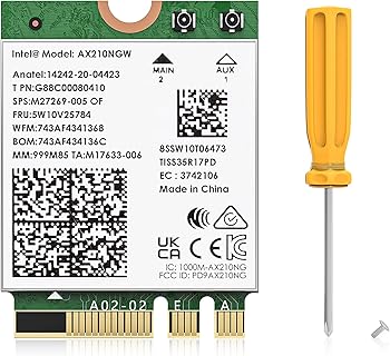 WAVLINK Carte Réseau WiFi 6E avec Bluetooth 5.3, Adaptateur AX210 pour Ordinateur Portable, Tri-bande 5400Mbps, Latence Ultra-Faible. Idéal pour Utilisateurs Windows 10/11