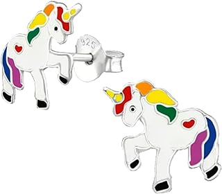 KIWI DAISY Unicorn .925 Sterling Silver Tiny Stud Earrings (Hypoallergenic)