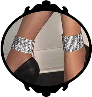 EVILD Sparkly Rhinestone Anklet Silver Crystal Ankle Bracelet Glitter Party Club Anklets for Women and Girls