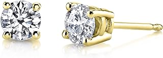 Peora 1/2 to 1 Carat Lab Grown Diamond Round Stud Earrings in 14K Gold, F-G Color, SI-I Clarity, 4-Prong Basket, Friction Backs