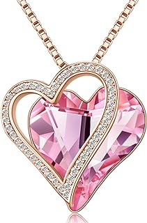 Love Heart Pendant Necklaces for Women Crystals Jewelry Gifts for Women Her Girlfriend Mother's Wife Christmas Birthday Anniversary Valentines Day